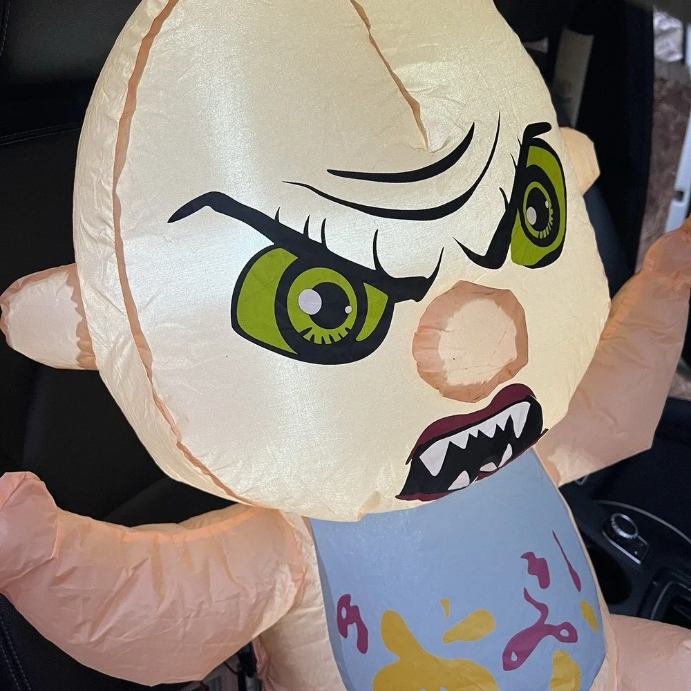 Goosh Sitting Mean Zombie Child Baby For Car LED‎ Halloween Airblown Inflatable